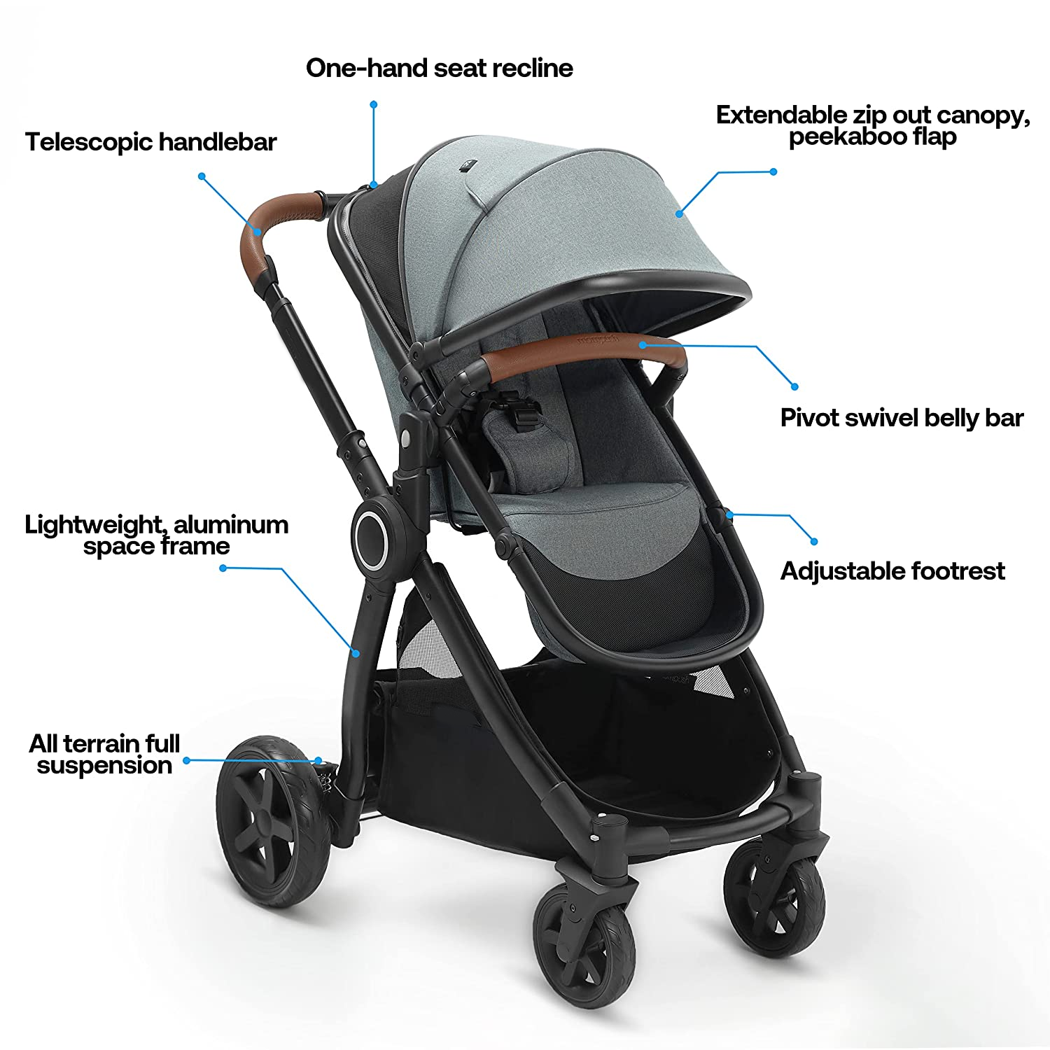 Baby Stroller with Removable Bassinet - Full-Size Baby Strollers for Comfortable Outings with Baby - Toddler Stroller with Reversible Stroller Seat - Smooth Glide Bassinet Stroller