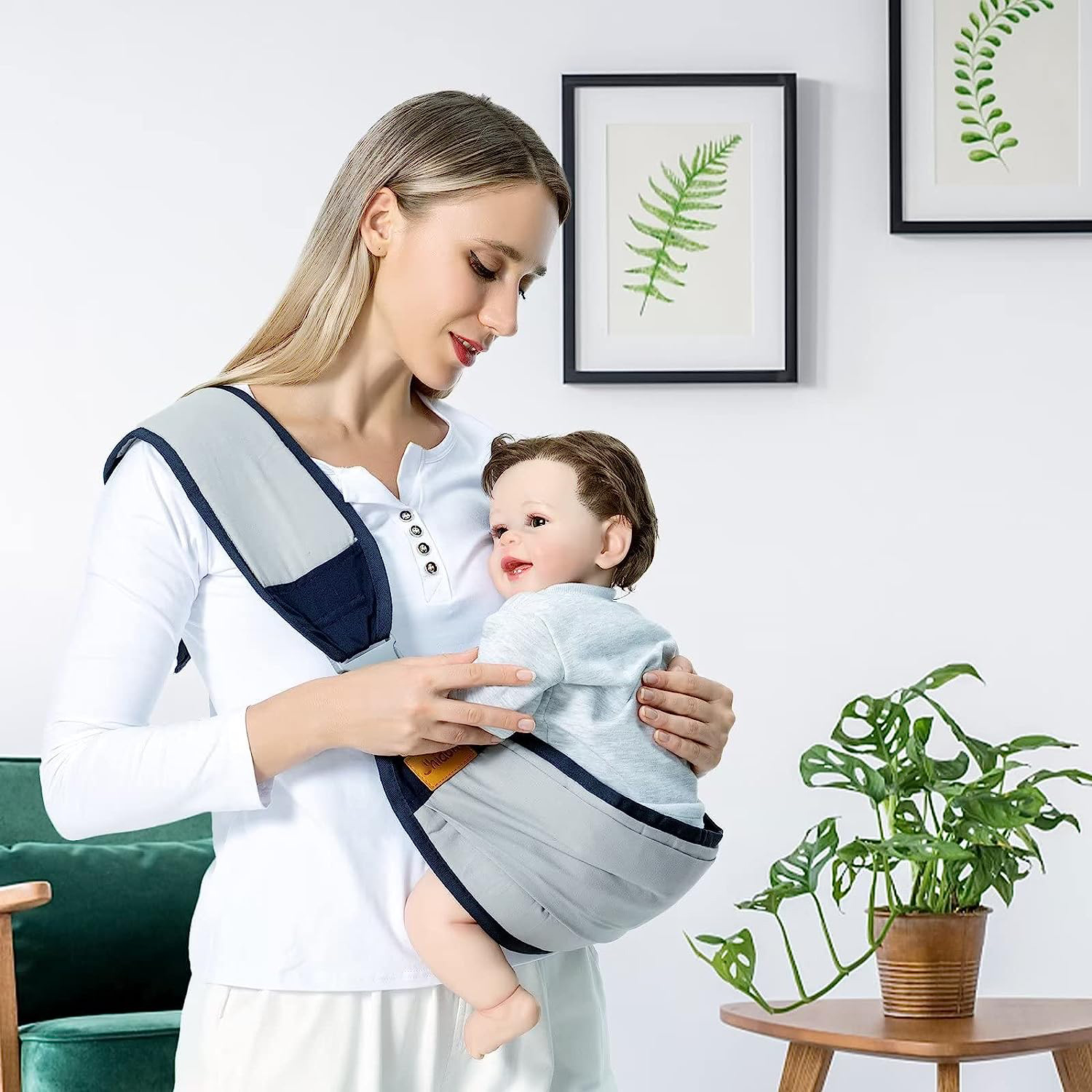 Baby Sling Carrier Newborn to Toddler, Lightweight Baby Carrier Sling, Baby Wrap Sling, Baby Hip Seat Carrier for Toddler Sling, Baby Holder Carrier, Nursing Sling, Carrying 7-45 lbs, Grey