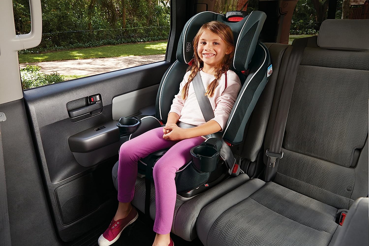 Slimfit 3 in 1 Car Seat -Slim & Comfy Design Saves Space in Your Back Seat, Darcie, One Size