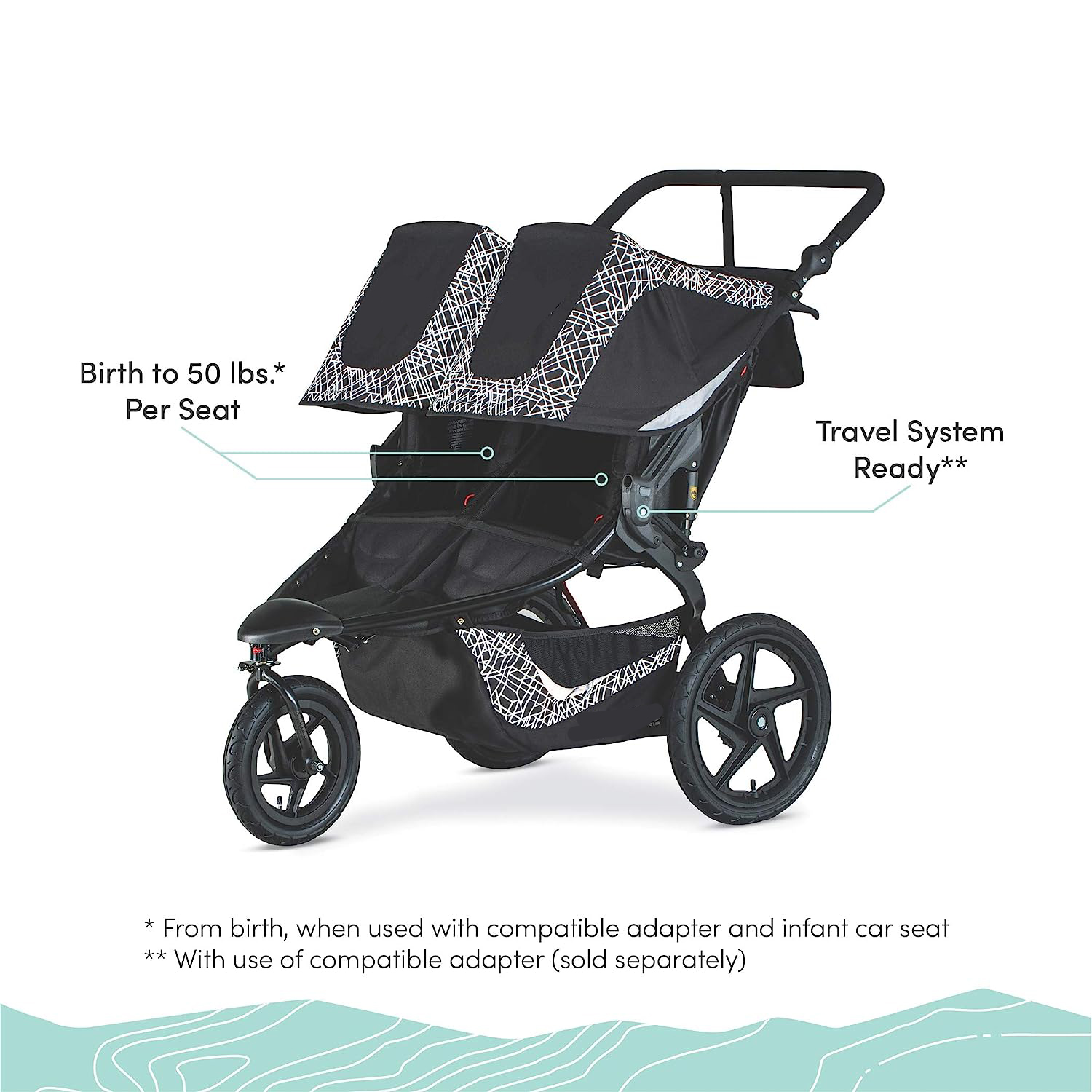 Gear Revolution Flex 3.0 Jogging Stroller, Lunar - Ultra-Reflective Accents