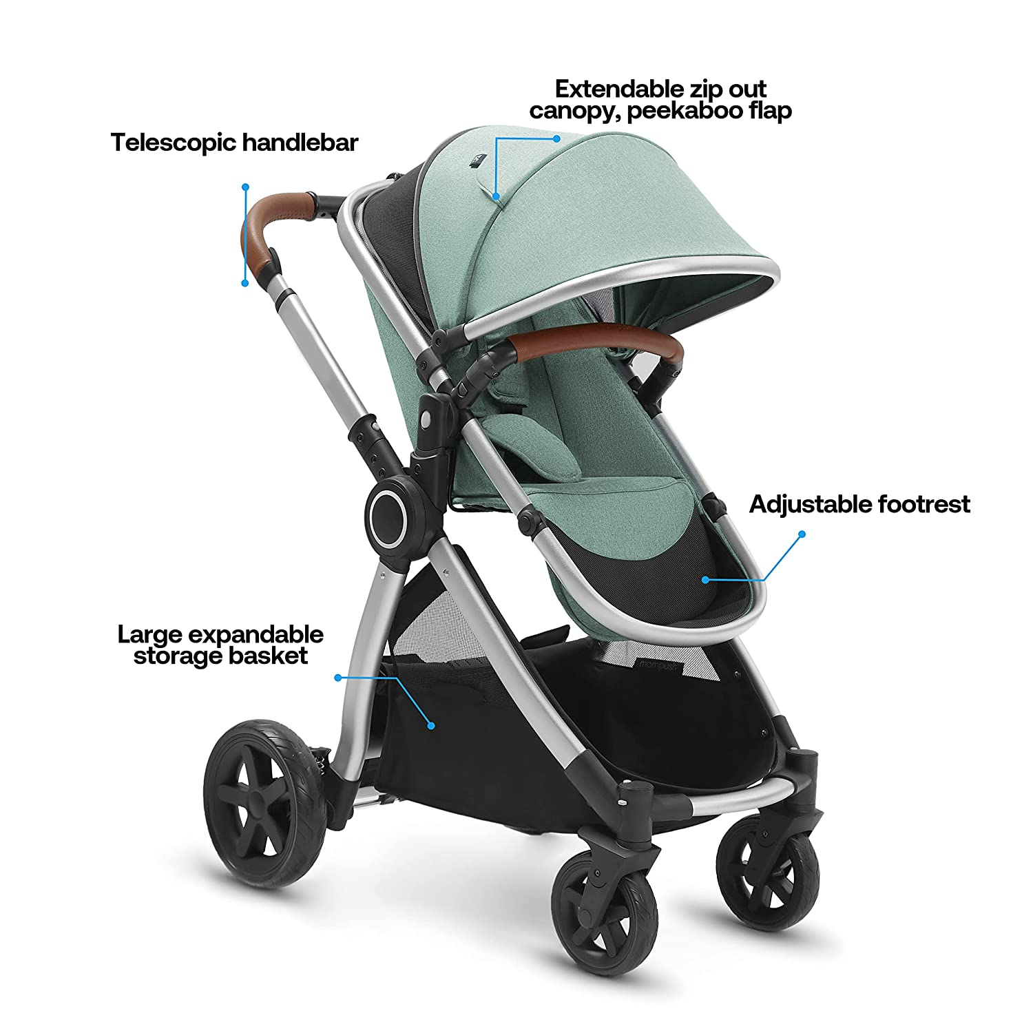 Baby Stroller with Removable Bassinet - Full-Size Baby Strollers for Comfortable Outings with Baby - Toddler Stroller with Reversible Stroller Seat - Smooth Glide Bassinet Stroller