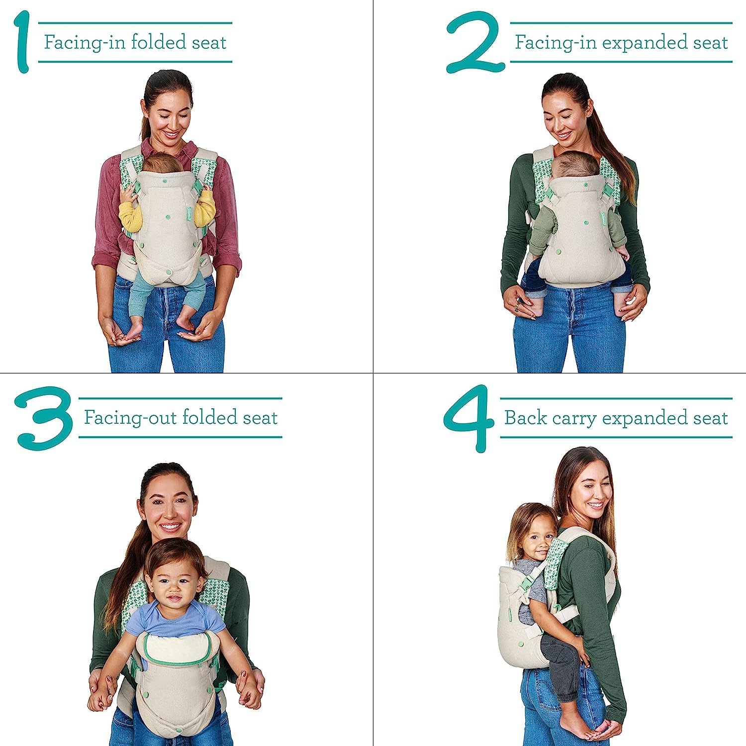 Advanced 4-in-1 Carrier - Ergonomic, convertible, face-in and face-out front and back carry for newborns and older babies 8-32 lbs