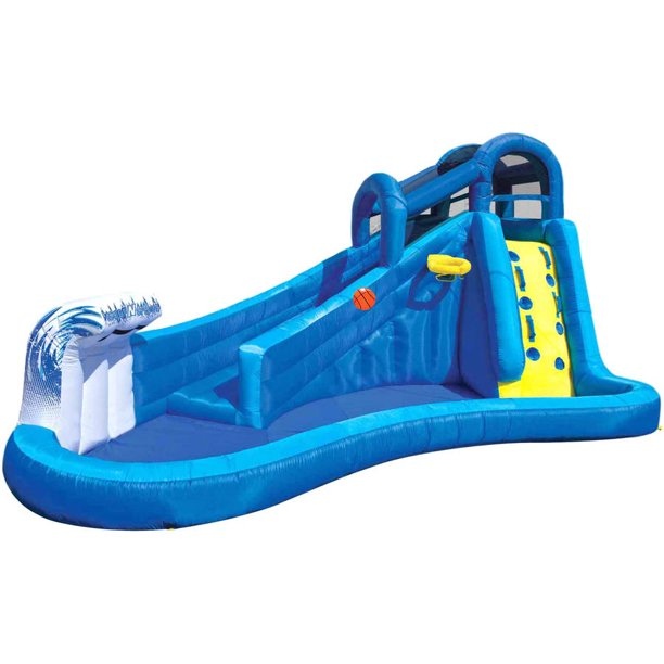 Banzai Surf N Splash Water Park Inflatable Waterslide with Basketball Hoop