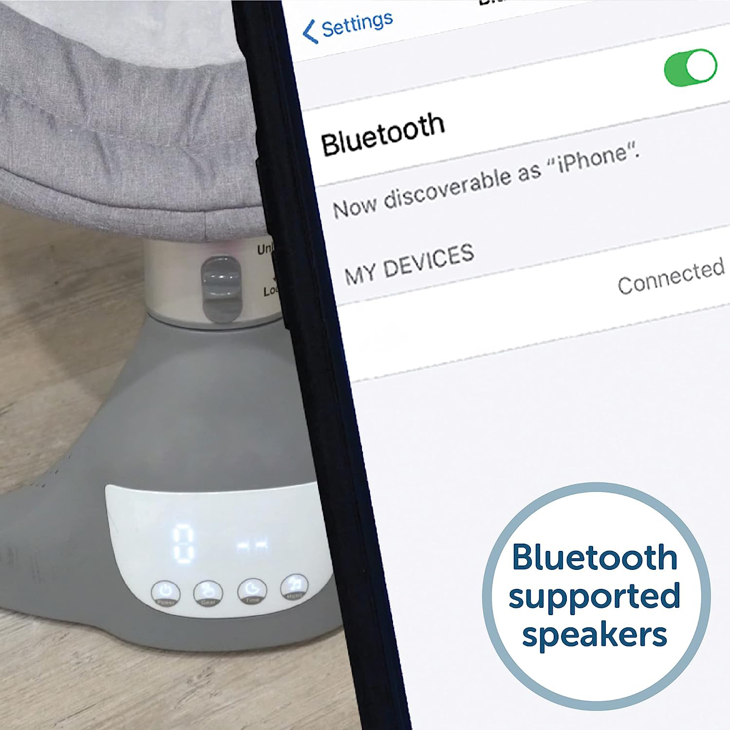 Baby Swing for Newborns - Electric Motorized Infant Swing, Bluetooth Music, 10 Preset Lullabies, Remote - Jool Baby