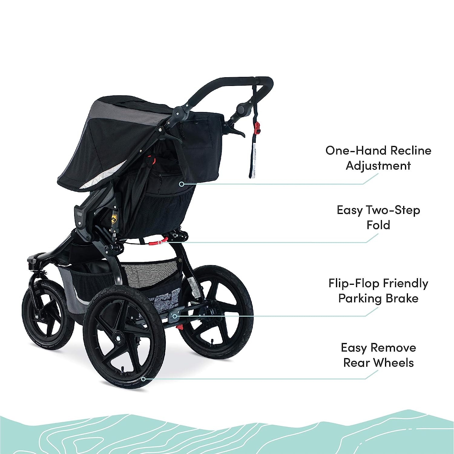 Gear Revolution Flex 3.0 Jogging Stroller, Lunar - Ultra-Reflective Accents