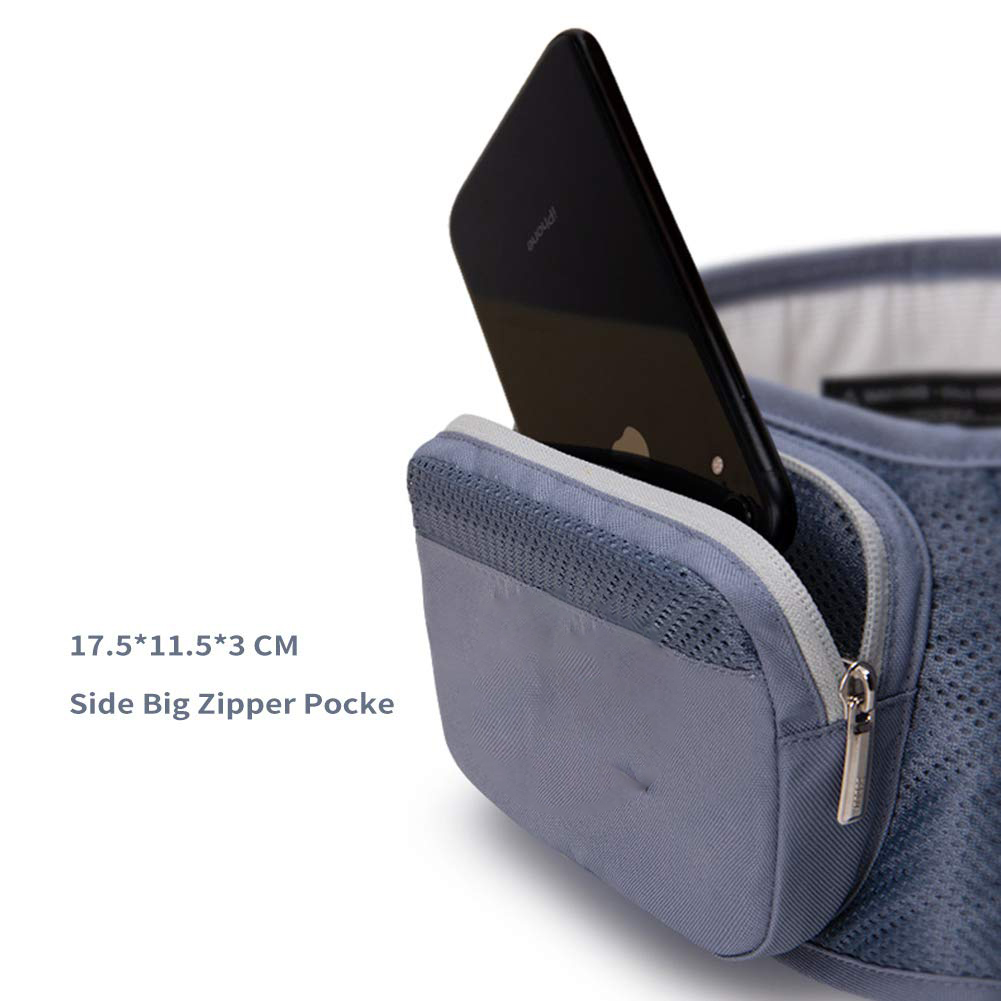 Baby Carrier Newborn to Toddler Baby Hip Carrier with Head Hood,Waist Extender & 3 Pieces Teething Pads (Grey)