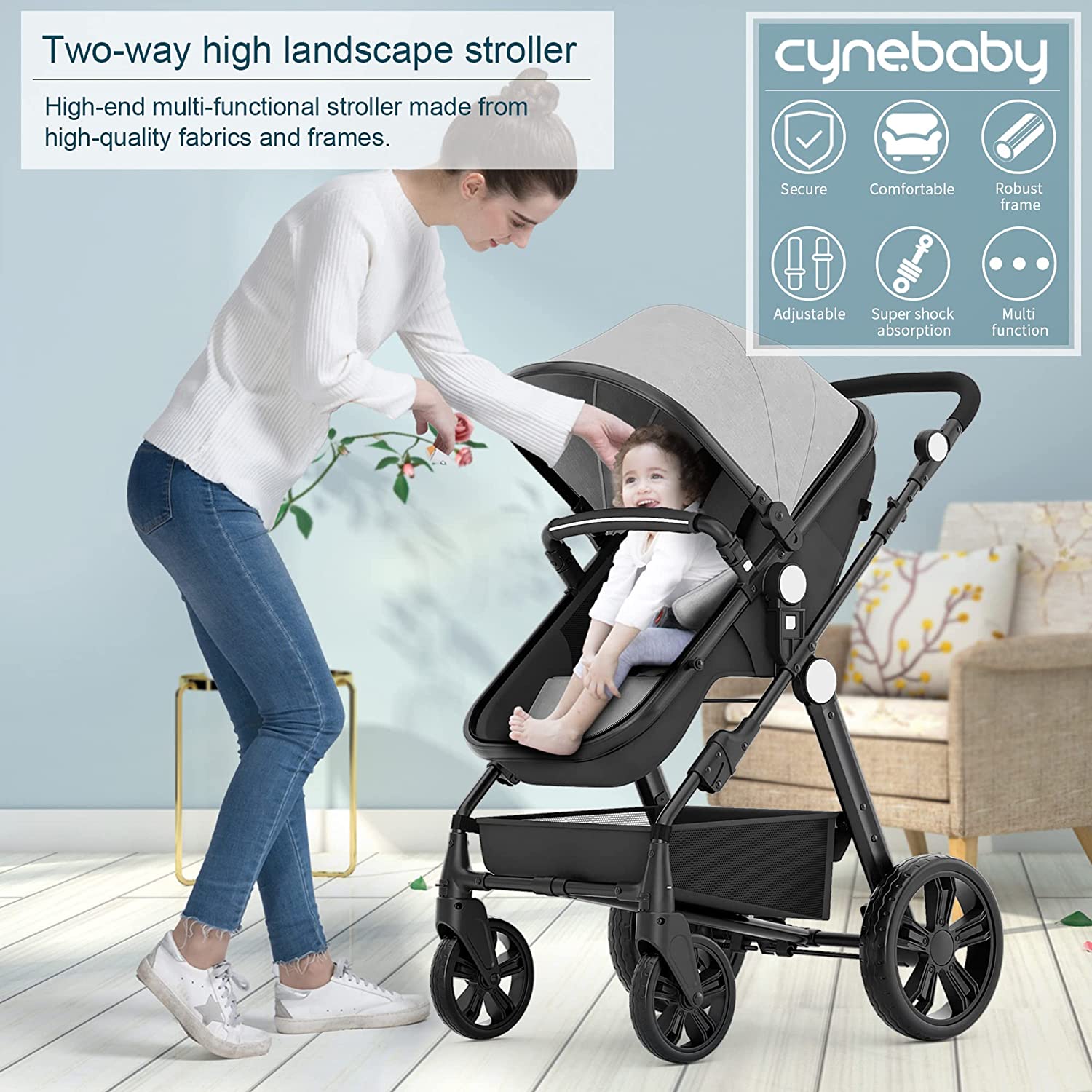 Premier 2-In-1 Baby Infant Bassinet Stroller For All Terrain