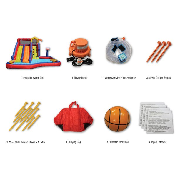 Banzai Twin Falls Giant Inflatable Water Park Bounce House - Two Water Slides & Climbing Wall - Outdoor Summer Fun For Kids & Families