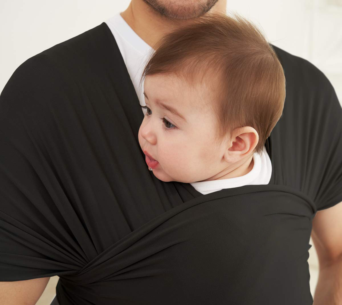 Baby Wrap Carrier,Hands Free Baby Carrier Sling,Lightweight,Breathable,Softness,Perfect for Newborn Infants and Babies Shower Gift,Black