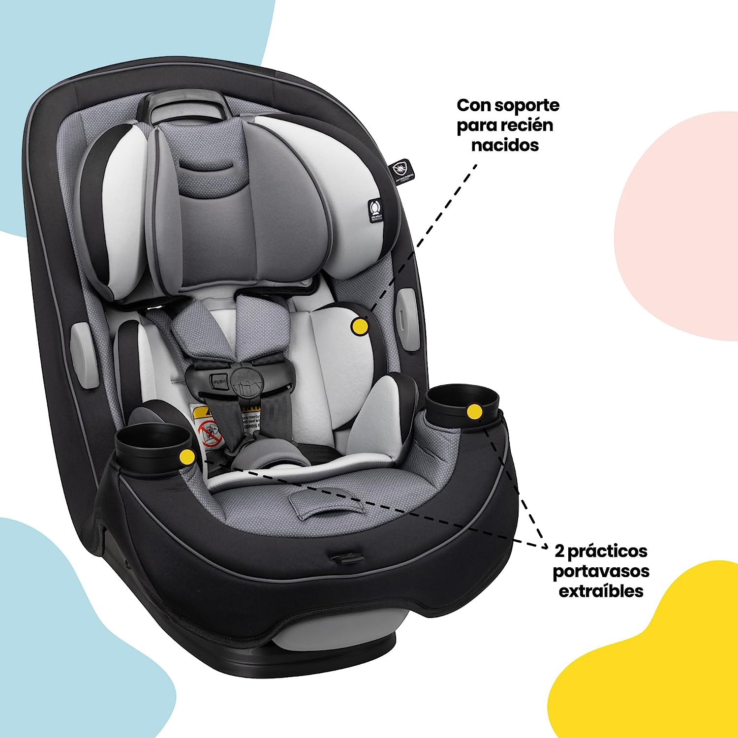Safety 1st Grow and Go All-in-One Convertible Car Seat, Rear-facing 5-40 pounds, Forward-facing 22-65 pounds, and Belt-positioning booster 40-100 pounds, Carbon Wave