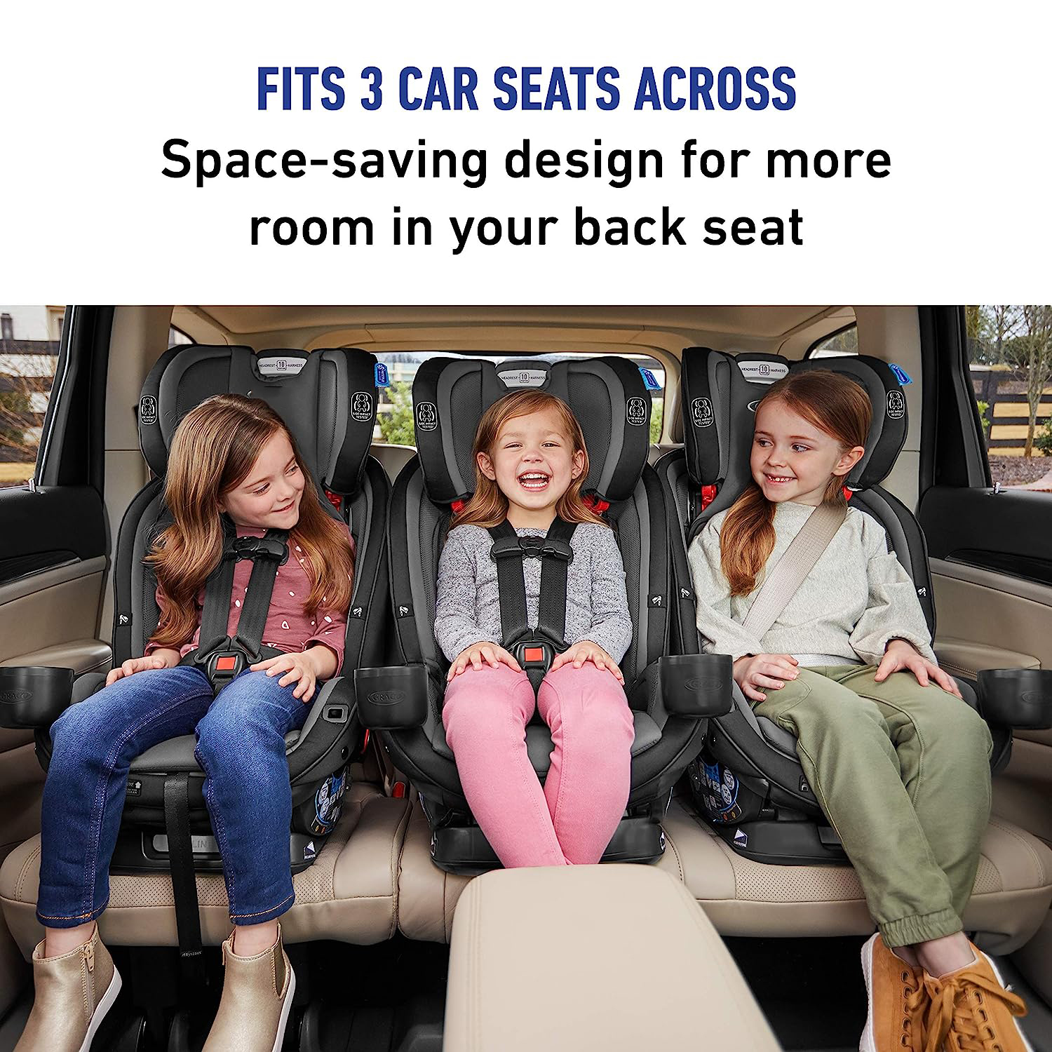 Slimfit 3 in 1 Car Seat -Slim & Comfy Design Saves Space in Your Back Seat, Darcie, One Size