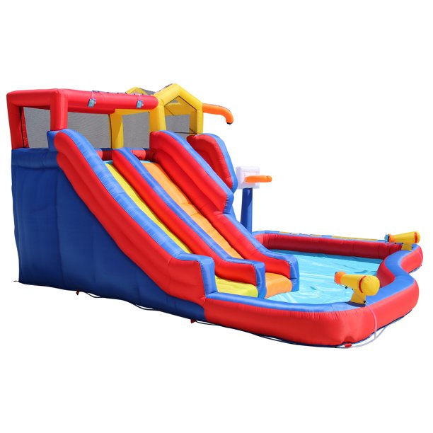 Banzai Twin Falls Giant Inflatable Water Park Bounce House - Two Water Slides & Climbing Wall - Outdoor Summer Fun For Kids & Families
