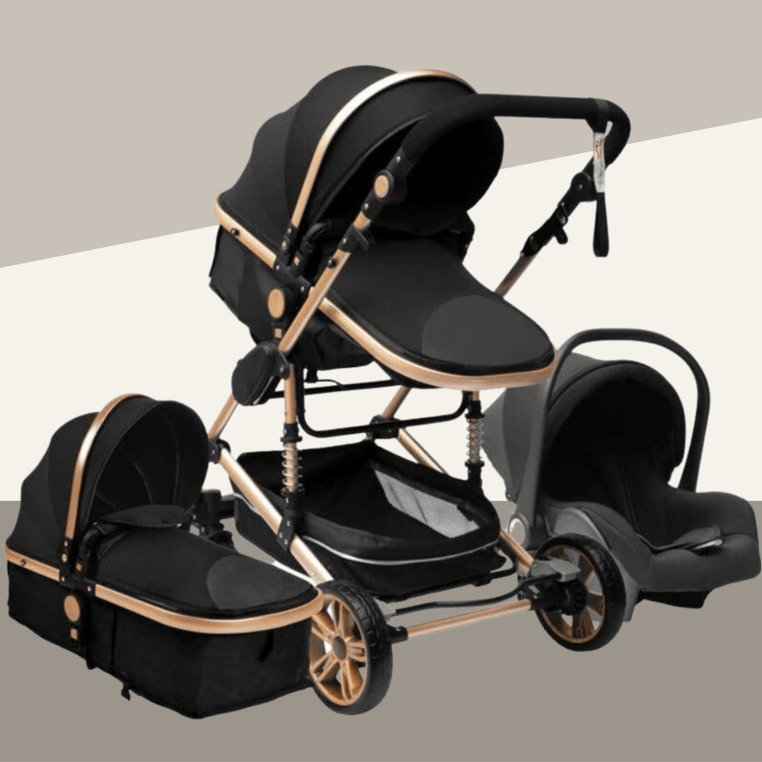 Luxury 3-in-1 Baby Stroller Car Seat Combo Travel System