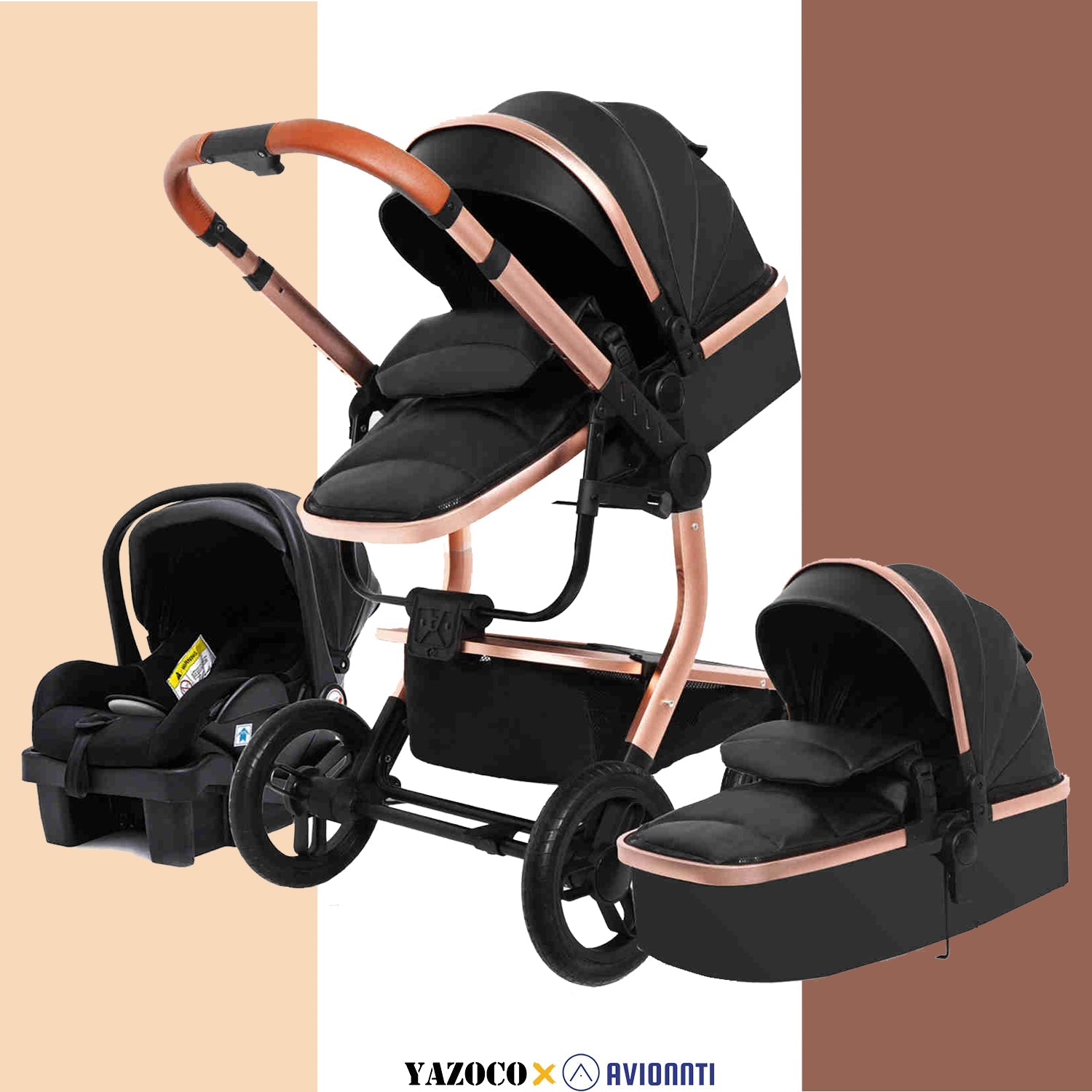 2023 3-in-1 Baby Stroller Combo Car Seat Travel System