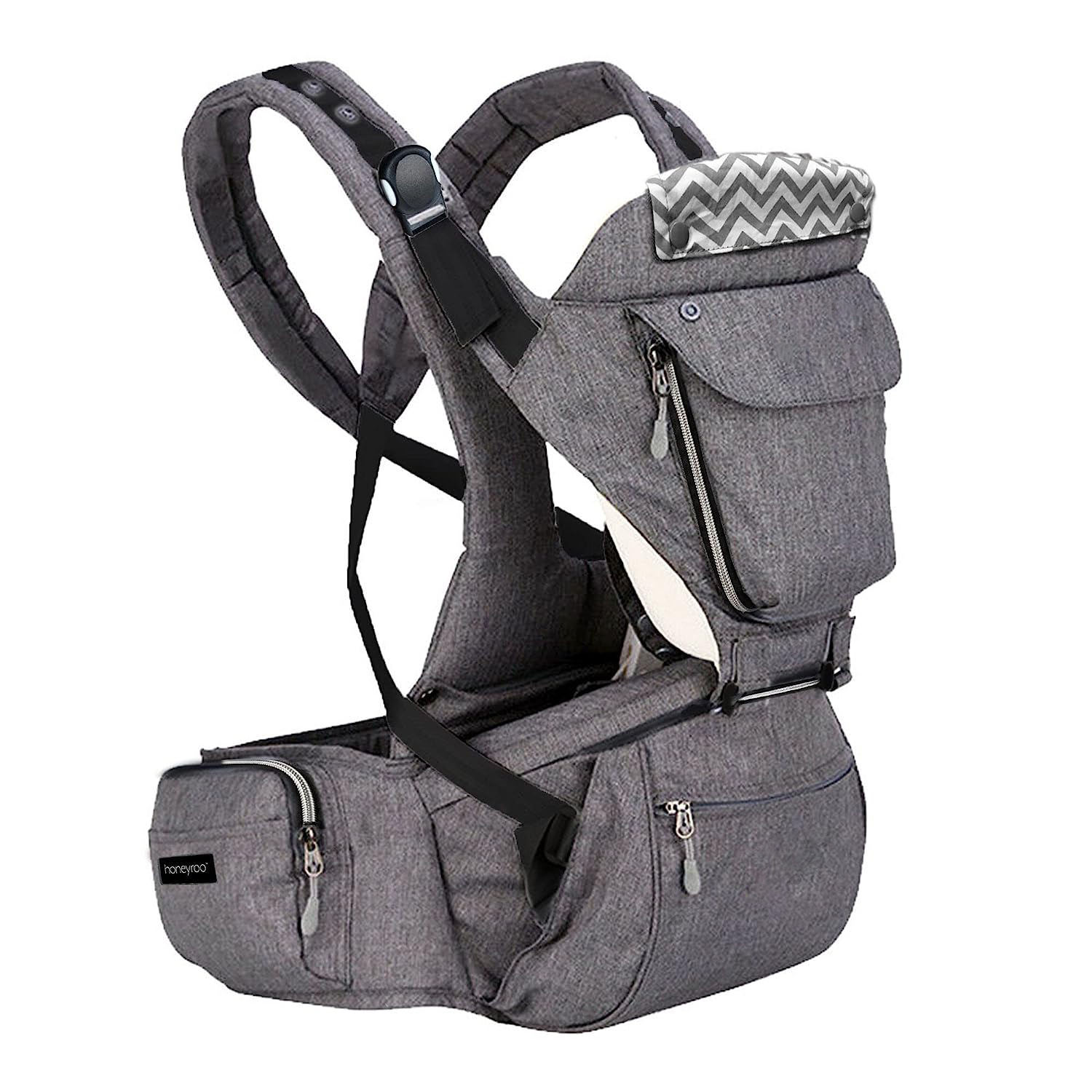Baby Carrier, Joey Classic, Ergonomic 3D Hip Seat, New Magnetic Self Buckling Clips, Light Weight and Breathable - 6 in 1 Position Design, 3-36 Months, Front and Back Carry, Platinum Gray