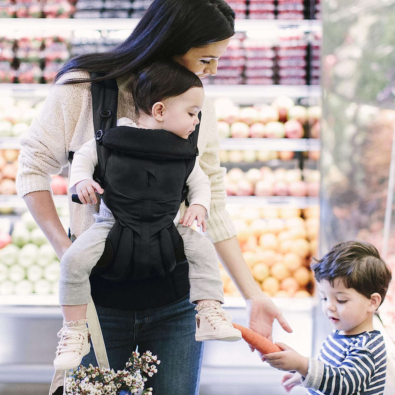 360 All-Position Baby Carrier for Newborn to Toddler with Lumbar Support & Cool Air Mesh (7-45 Lb), Pearl Grey