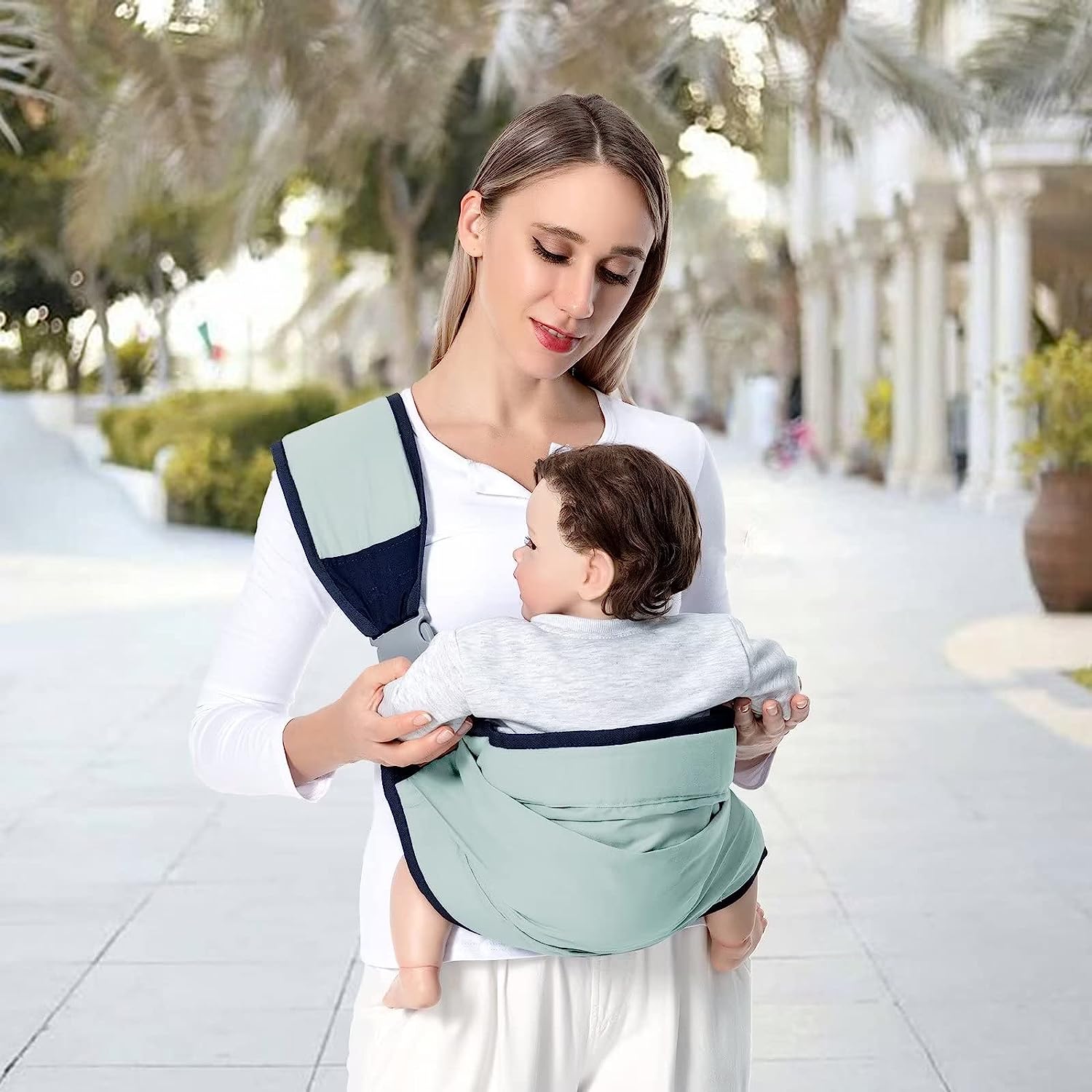 Baby Sling Carrier Newborn to Toddler, Lightweight Baby Carrier Sling, Baby Wrap Sling, Baby Hip Seat Carrier for Toddler Sling, Baby Holder Carrier, Nursing Sling, Carrying 7-45 lbs, Grey