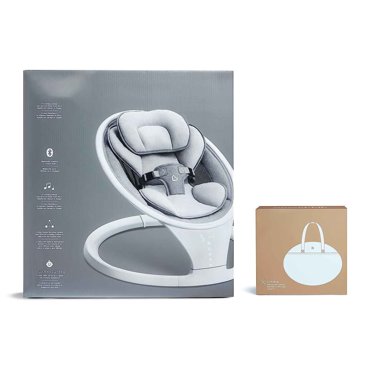 Bluetooth Enabled Lightweight Baby Swing with Natural Sway in 5 Ranges of Motion, Includes Remote Control