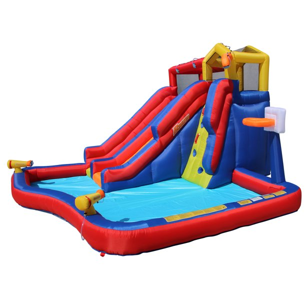 Banzai Twin Falls Giant Inflatable Water Park Bounce House - Two Water Slides & Climbing Wall - Outdoor Summer Fun For Kids & Families