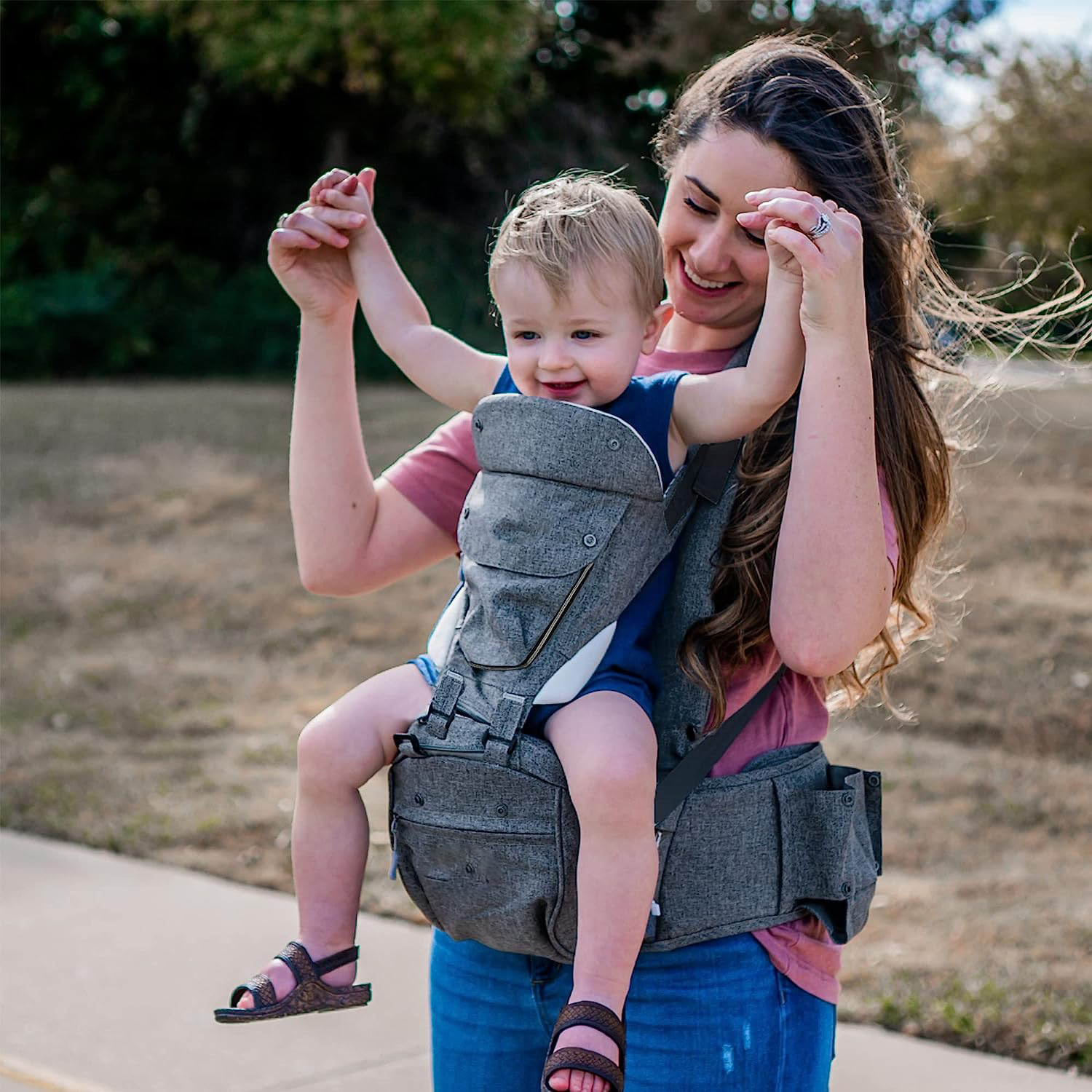 Baby Carrier, Joey Classic, Ergonomic 3D Hip Seat, New Magnetic Self Buckling Clips, Light Weight and Breathable - 6 in 1 Position Design, 3-36 Months, Front and Back Carry, Platinum Gray