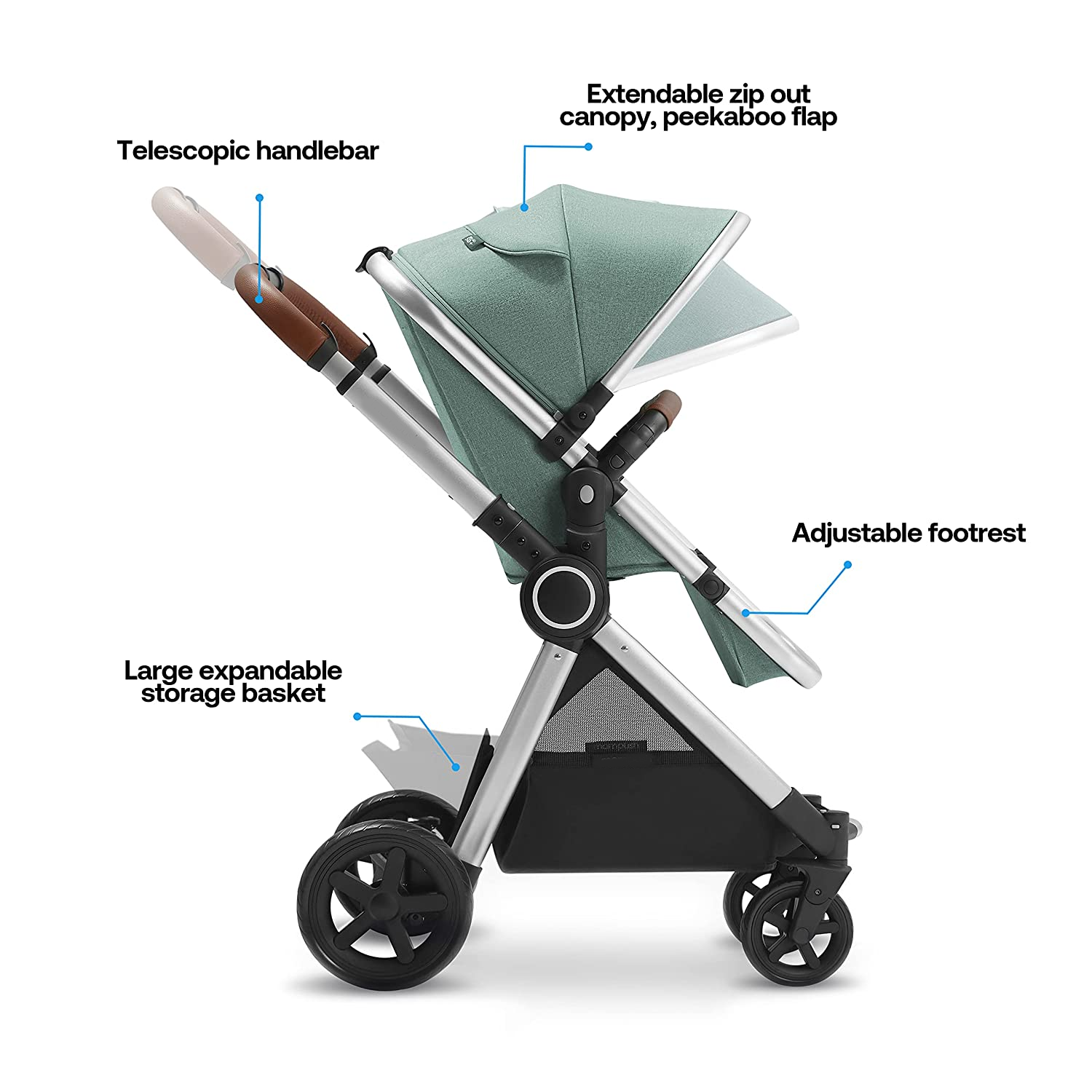 Baby Stroller with Removable Bassinet - Full-Size Baby Strollers for Comfortable Outings with Baby - Toddler Stroller with Reversible Stroller Seat - Smooth Glide Bassinet Stroller