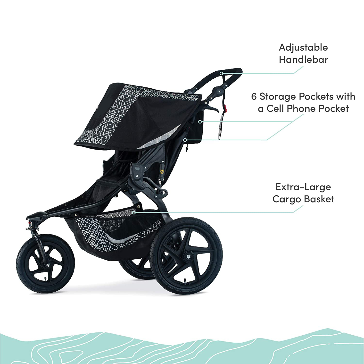 Gear Revolution Flex 3.0 Jogging Stroller, Lunar - Ultra-Reflective Accents