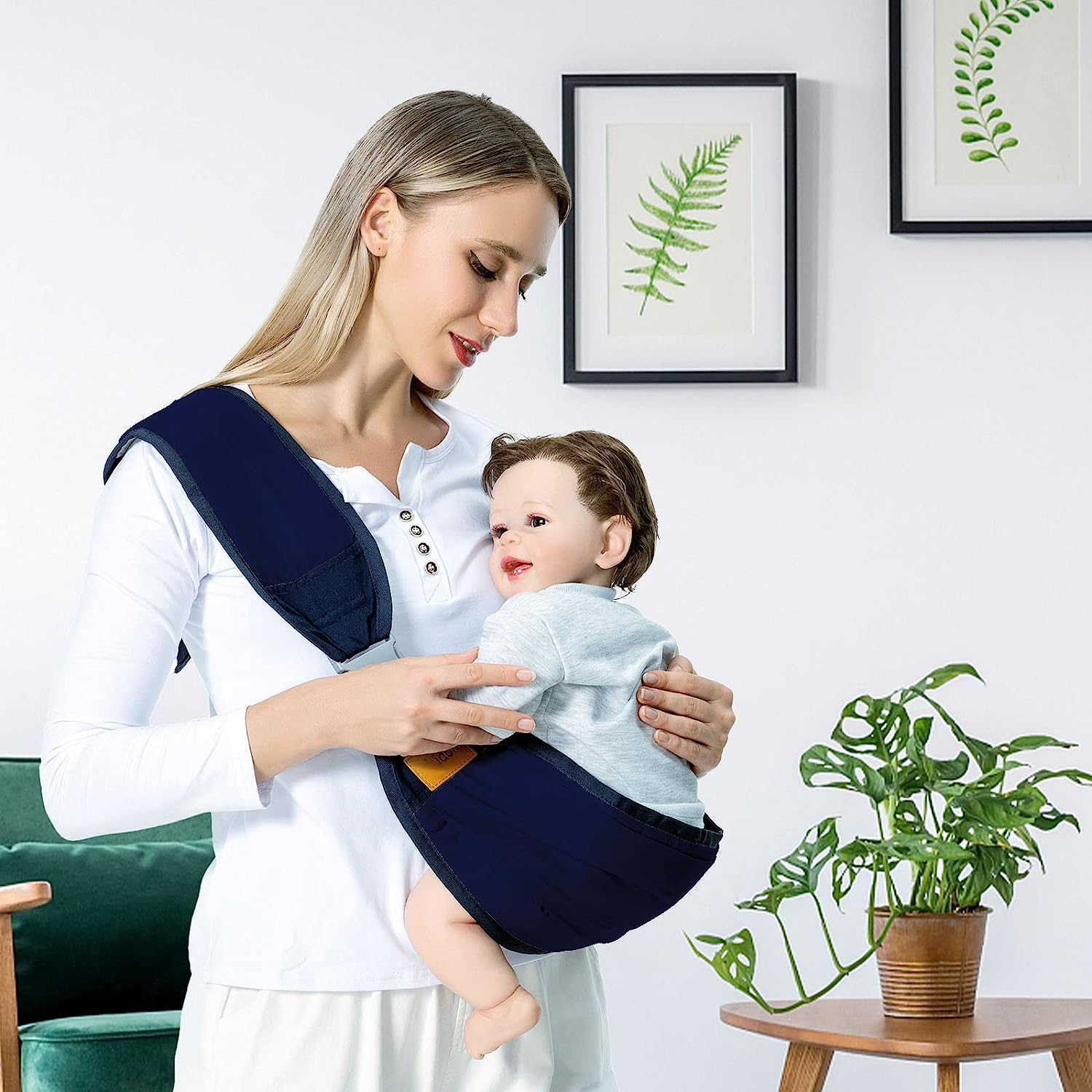 Baby Sling Carrier Newborn to Toddler, Lightweight Baby Carrier Sling, Baby Wrap Sling, Baby Hip Seat Carrier for Toddler Sling, Baby Holder Carrier, Nursing Sling, Carrying 7-45 lbs, Grey