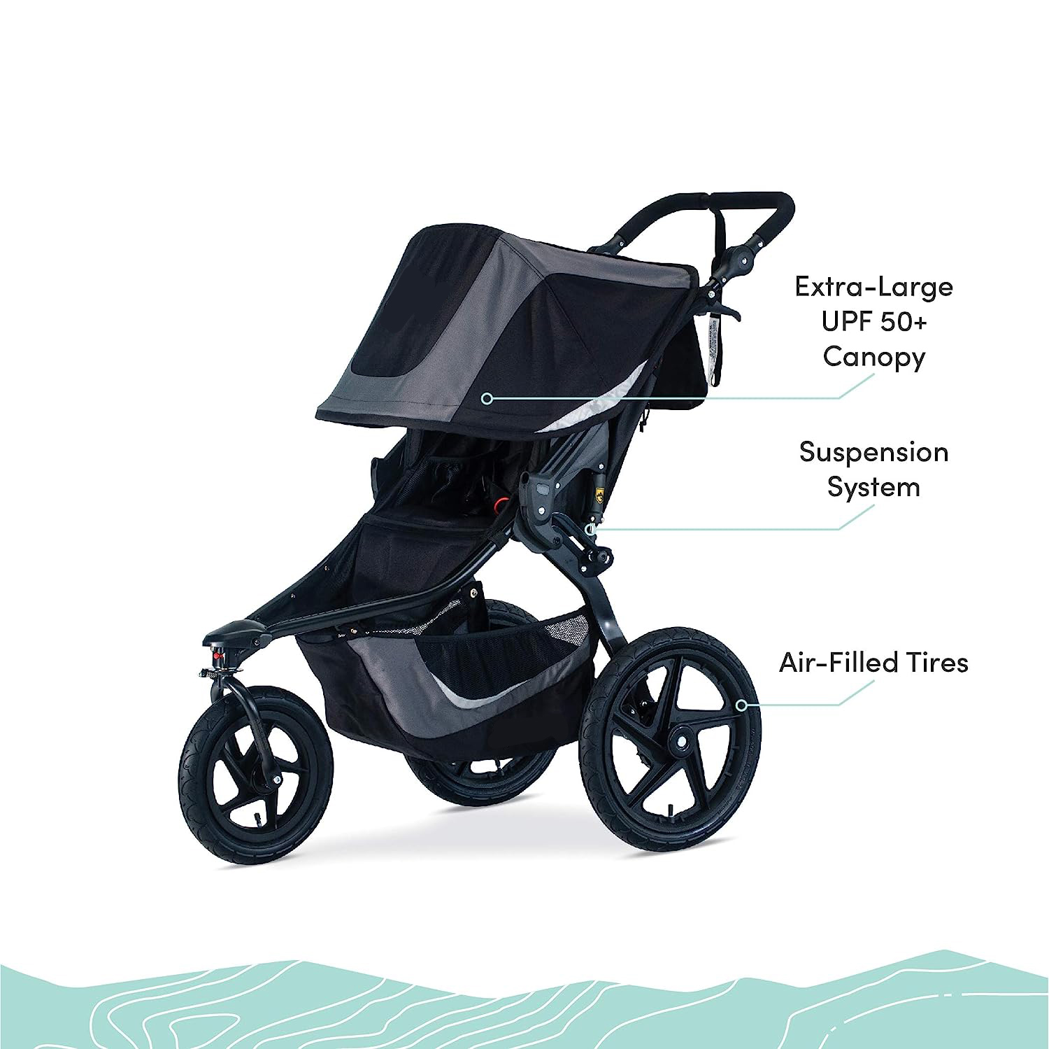 Gear Revolution Flex 3.0 Jogging Stroller, Lunar - Ultra-Reflective Accents