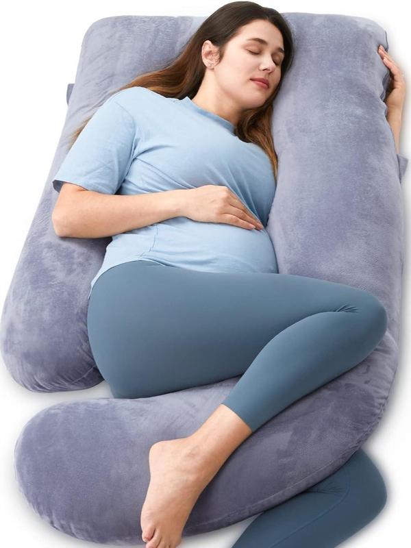 Momcozy Pregnancy Pillows, U Shaped Full Body Maternity Pillow with Removable Cover, 57 Inch Pregnancy Pillows for Sleeping, Grey