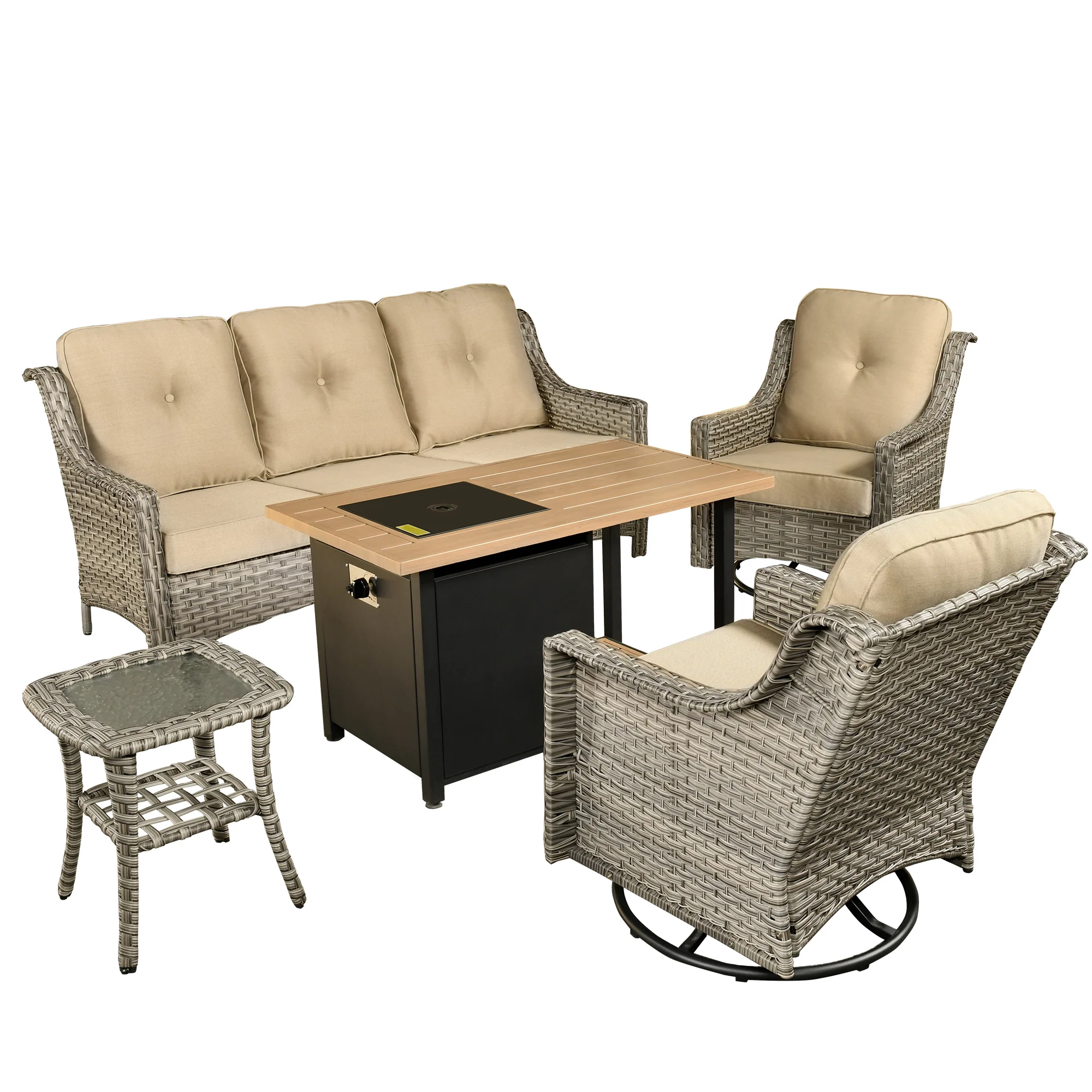 Ovios Conversation Set 5-Piece PAD Series include Rocking Chair & 47