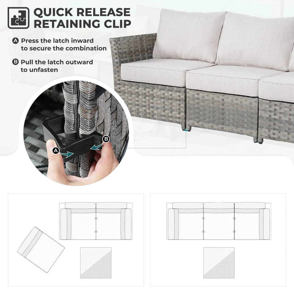 Ovios New Rimaru Series Patio Furniture Set 10-Piece include 42