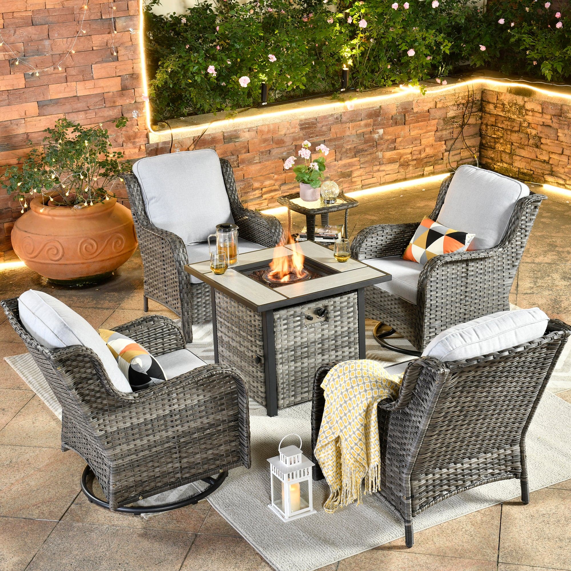 Outdoor Furniture with Fire Pit Sets