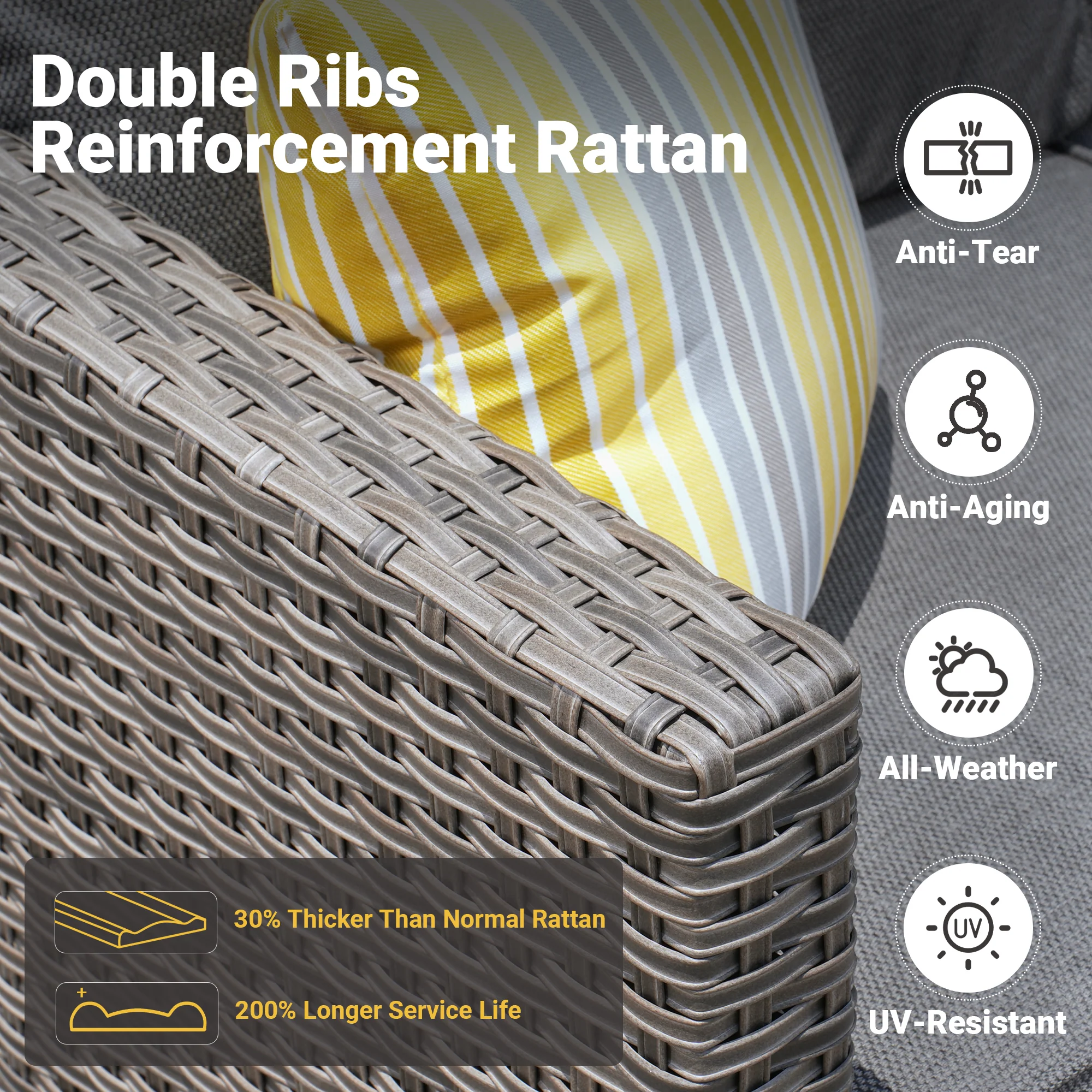 Ovios Patio Chairs New Vultros 2-Piece High Back Square Shape Armrest