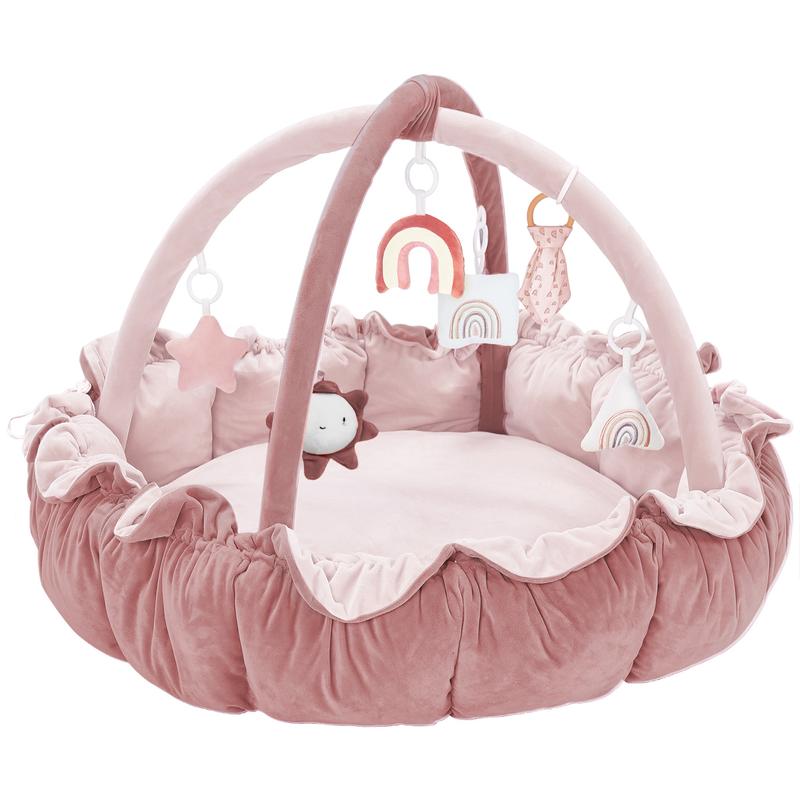 MALLIFY 5-in-1 Thick & Plush Play Gym, Tummy Time Play Mat with 6 Toys, Cat Bed, Dog Bed, Cloudico, 19.29 x 45.28 x 45.28 Inches Tummy Time Comfortable Nursery Development Easy Assembly Mat
