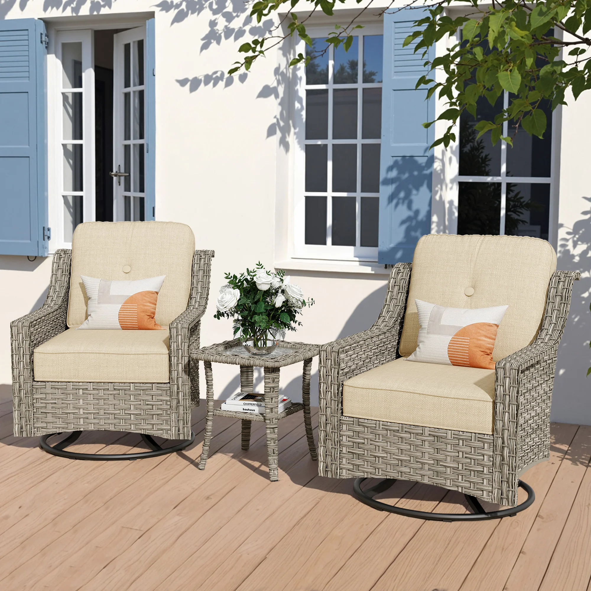 Ovios Conversation Set 3-Piece PAD Series,Swivel Chair