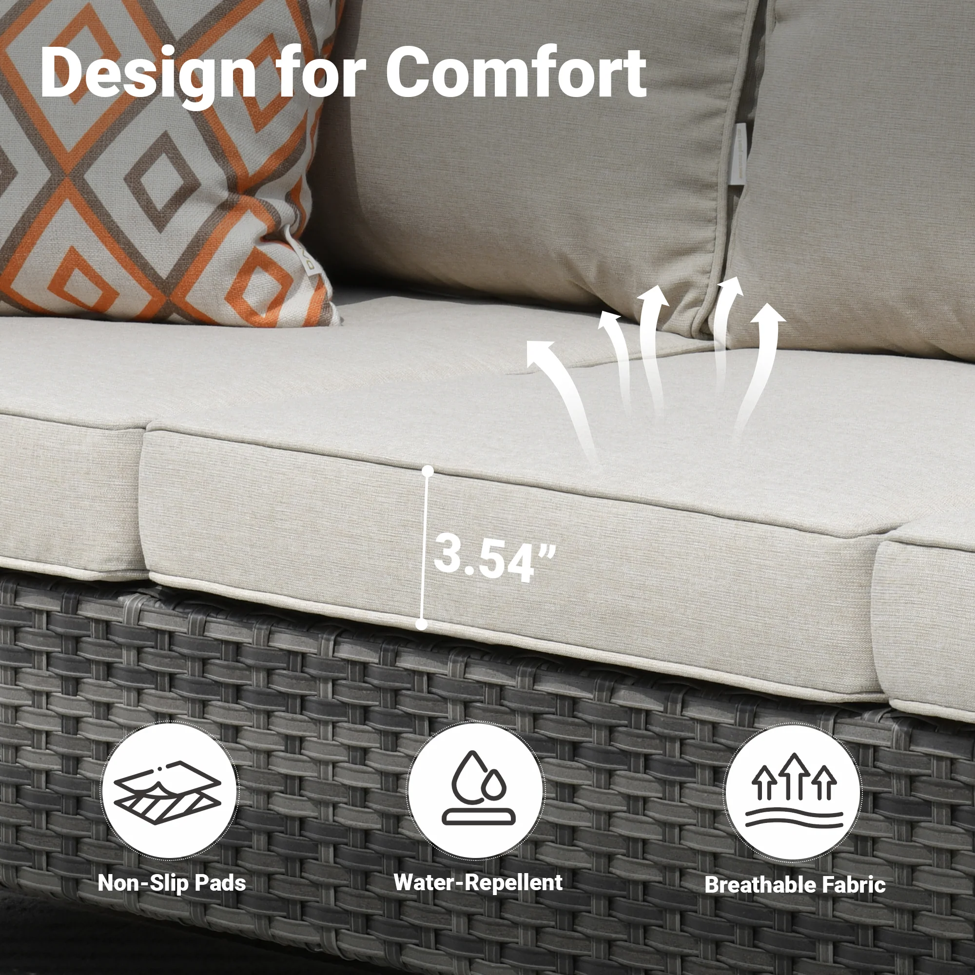 Ovios Patio Vultros 9-Piece Set with 2 Swivel Chairs and 30'' Propane Fire Pit Table