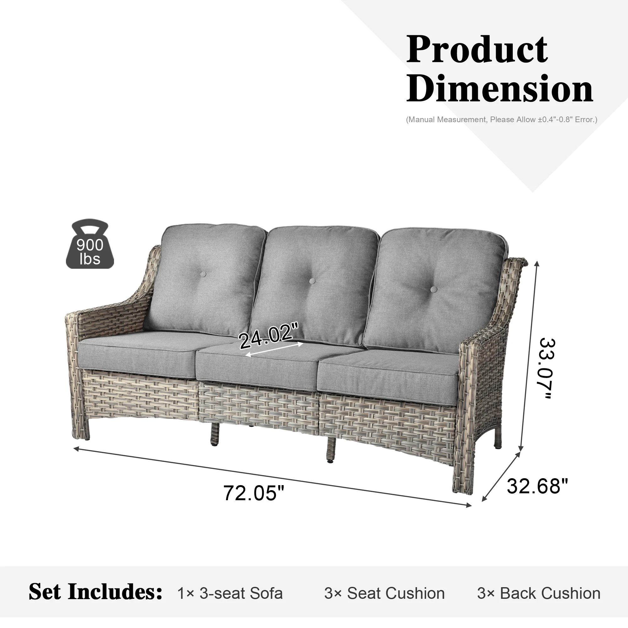 Ovios Outdoor 3-Seat Sofa PAD Series