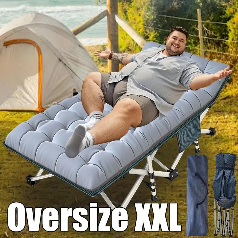 Heavy Duty Double Layer Folding Bed - 1200D 900lb Loading Cot For Adults, Portable Camping Guest Bed With Mattress And Carrying Bag For Home And Outdoor Sleeping, MattressCarrying Bag Home Camping