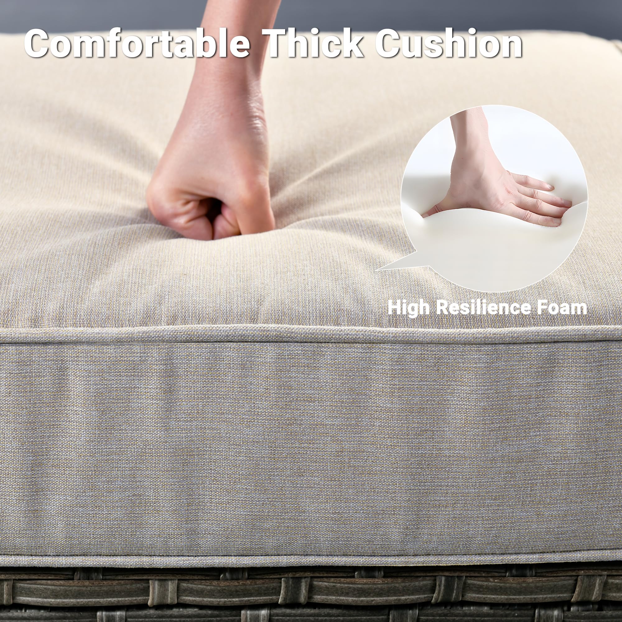 Ovios Patio Vultros 6-Piece Set With Swivel Chair Lover seat and 30'' Propane Fire Pit Table