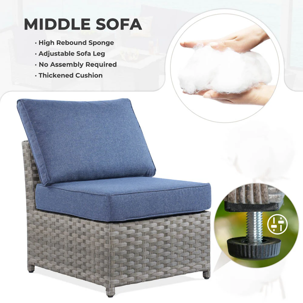 Ovios New Rimaru Series Patio Furniture Set 15-Piece include Swivel Chairs and 42