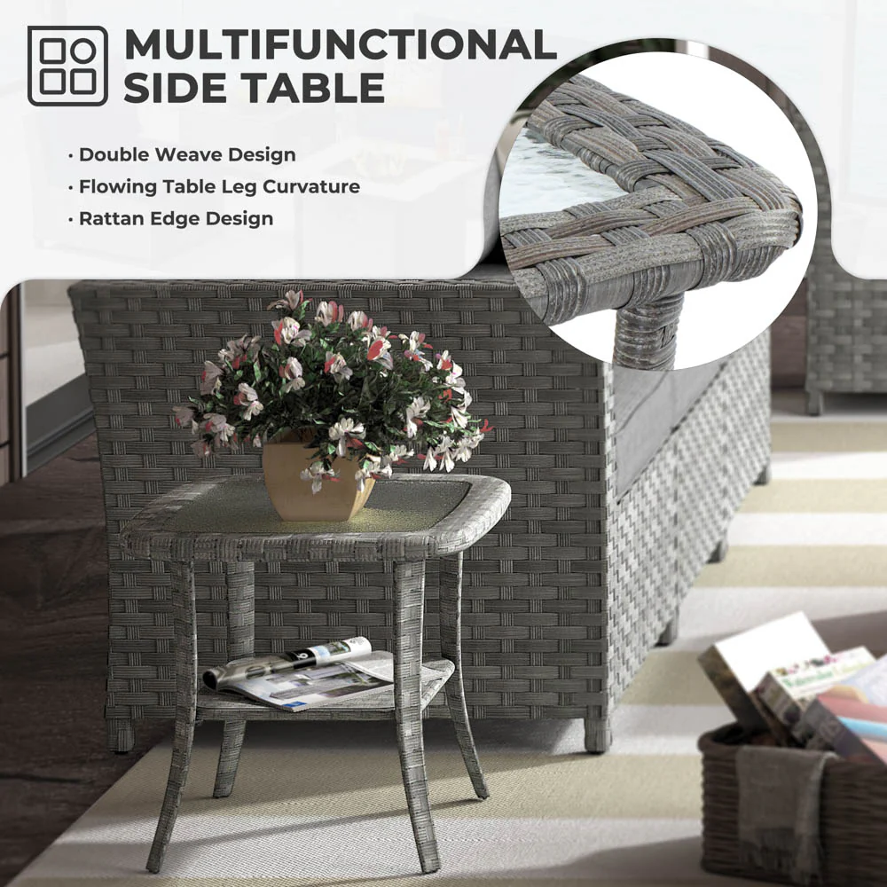 Ovios New Rimaru Series Patio Furniture Set 15-Piece include Swivel Chairs and 42