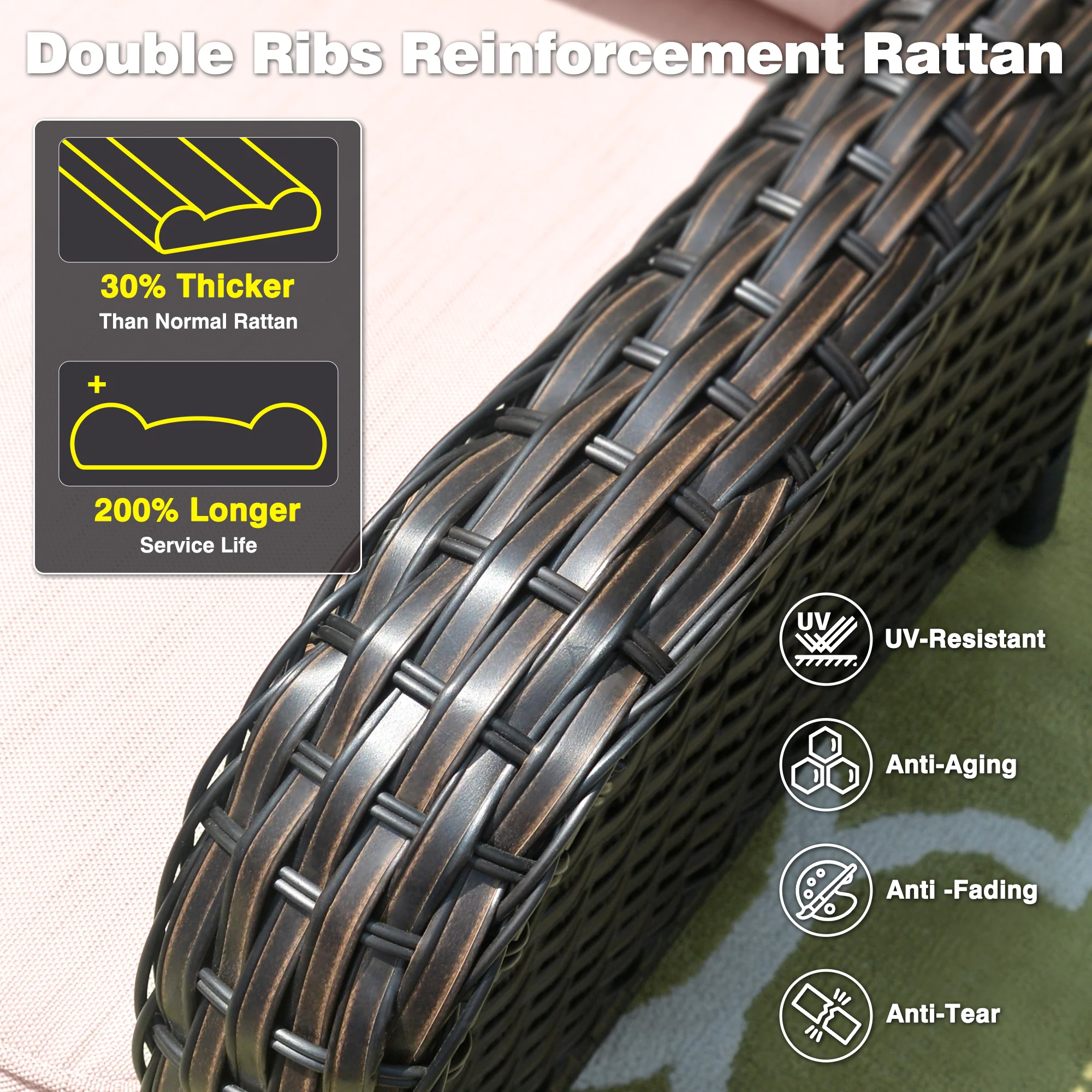 Ovios Patio Chairs 2-Piece Kenard Curved Handrest