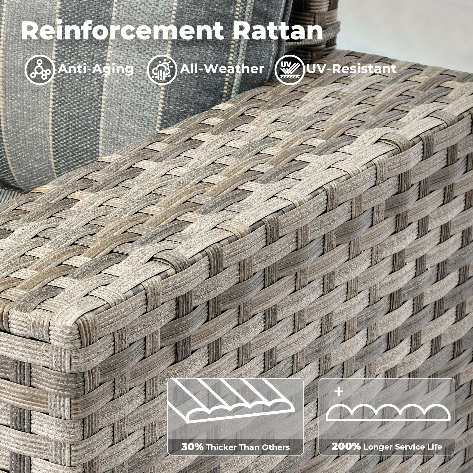 Ovios 12 Pieces Patio Conversation Set with 7.68'' Broad Handrails