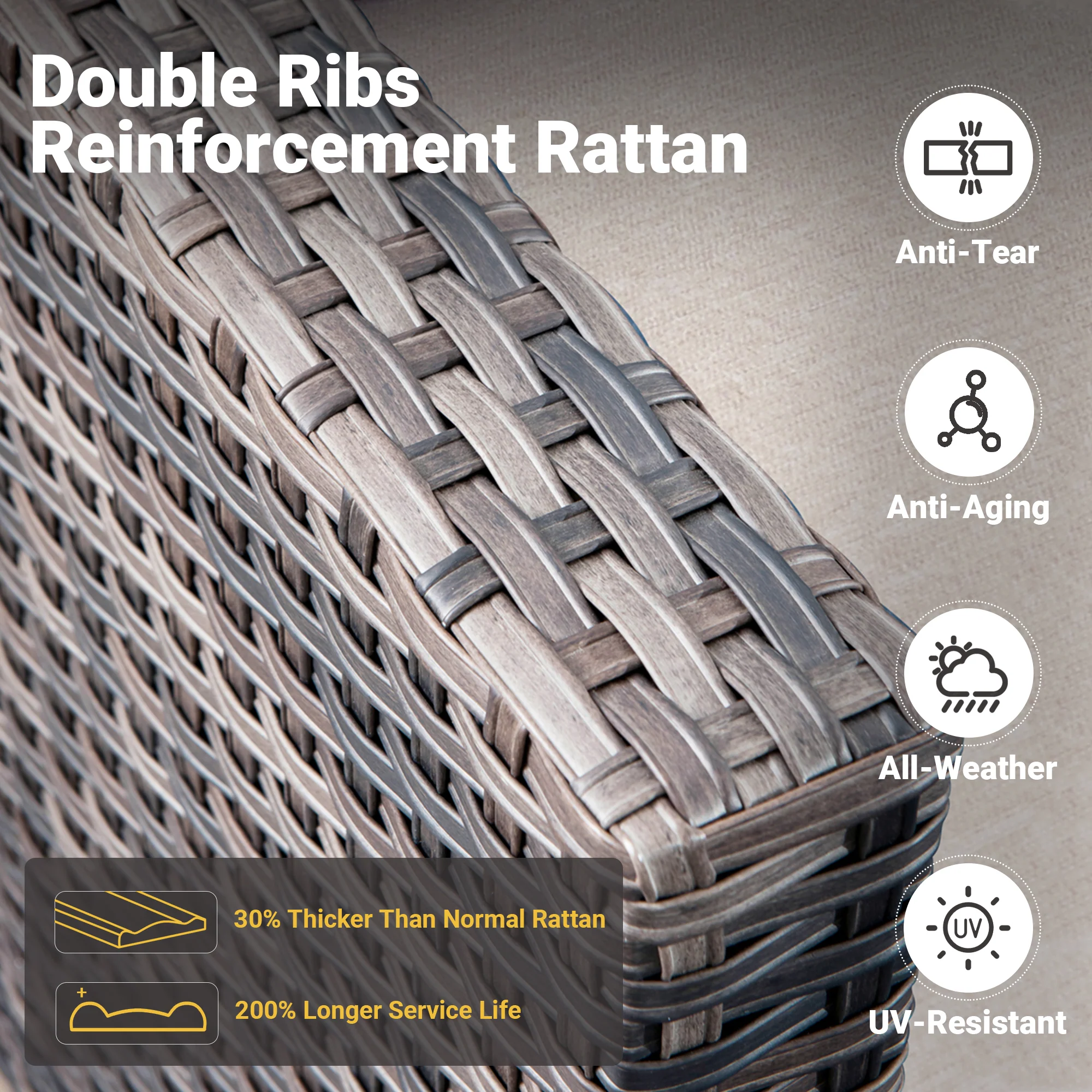 Ovios Patio Chairs New Vultros 2-Piece High Back Square Shape Armrest