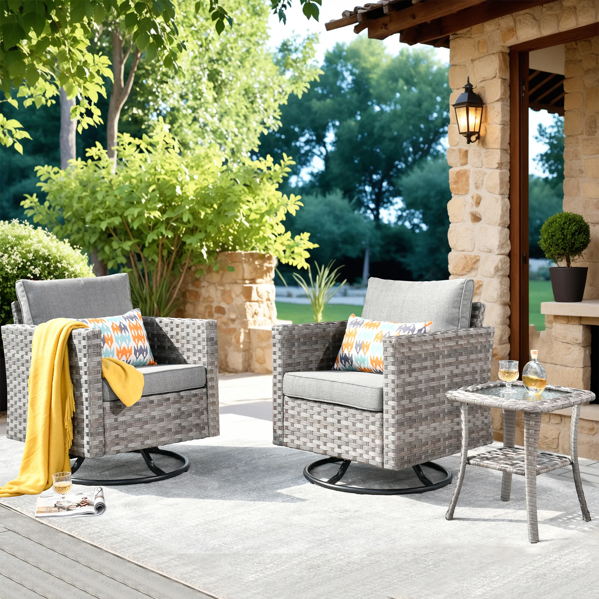 Ovios Rocking Chair Outdoor Table and Chairs matching BBR broad handrails series