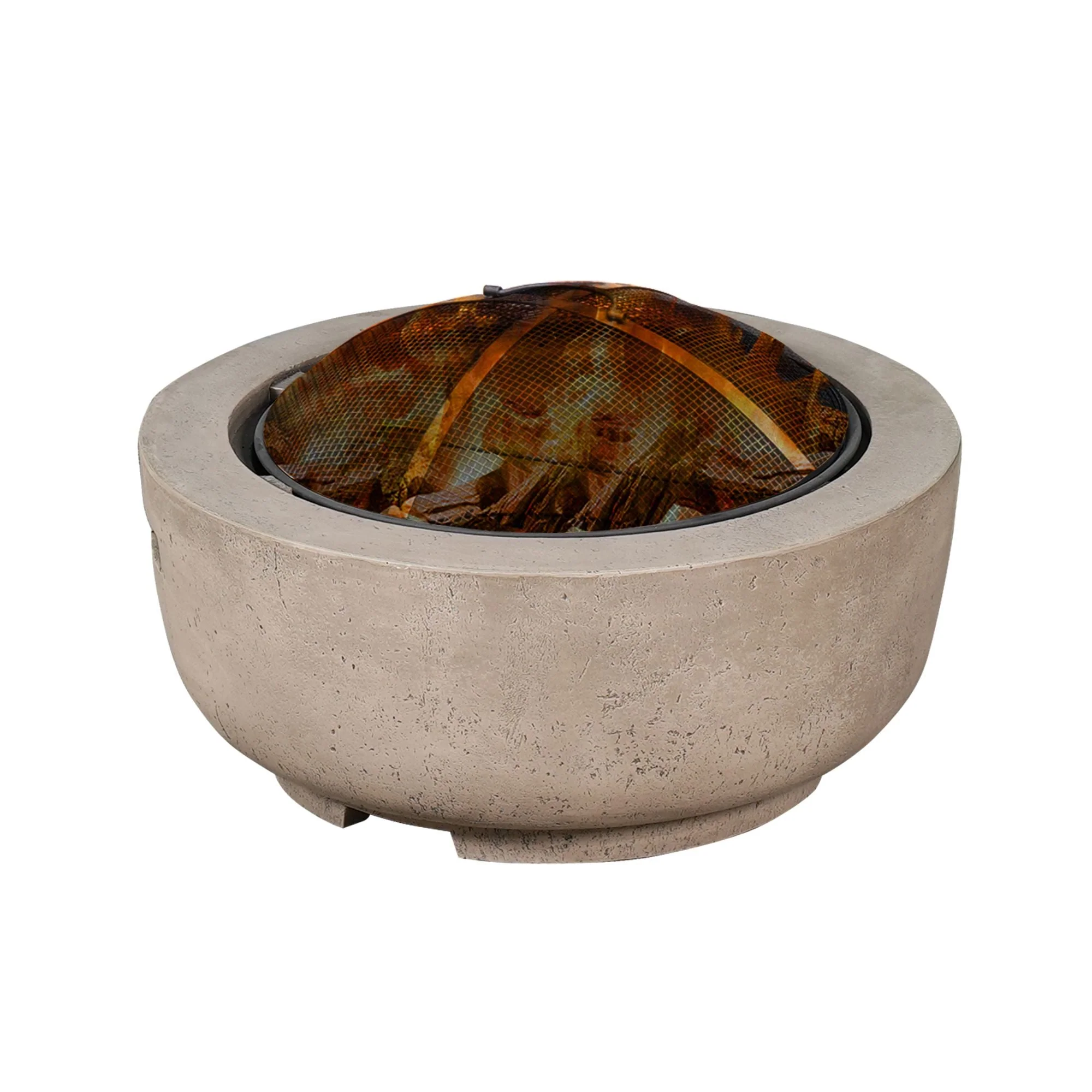 Ovios 23.62'' Round Magnesium Oxide Wood Burning Fire Pit