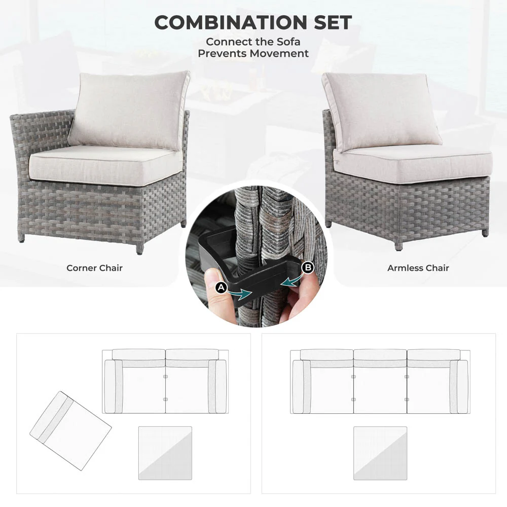 Ovios New Rimaru Series Patio Furniture Set 10-Piece include 42