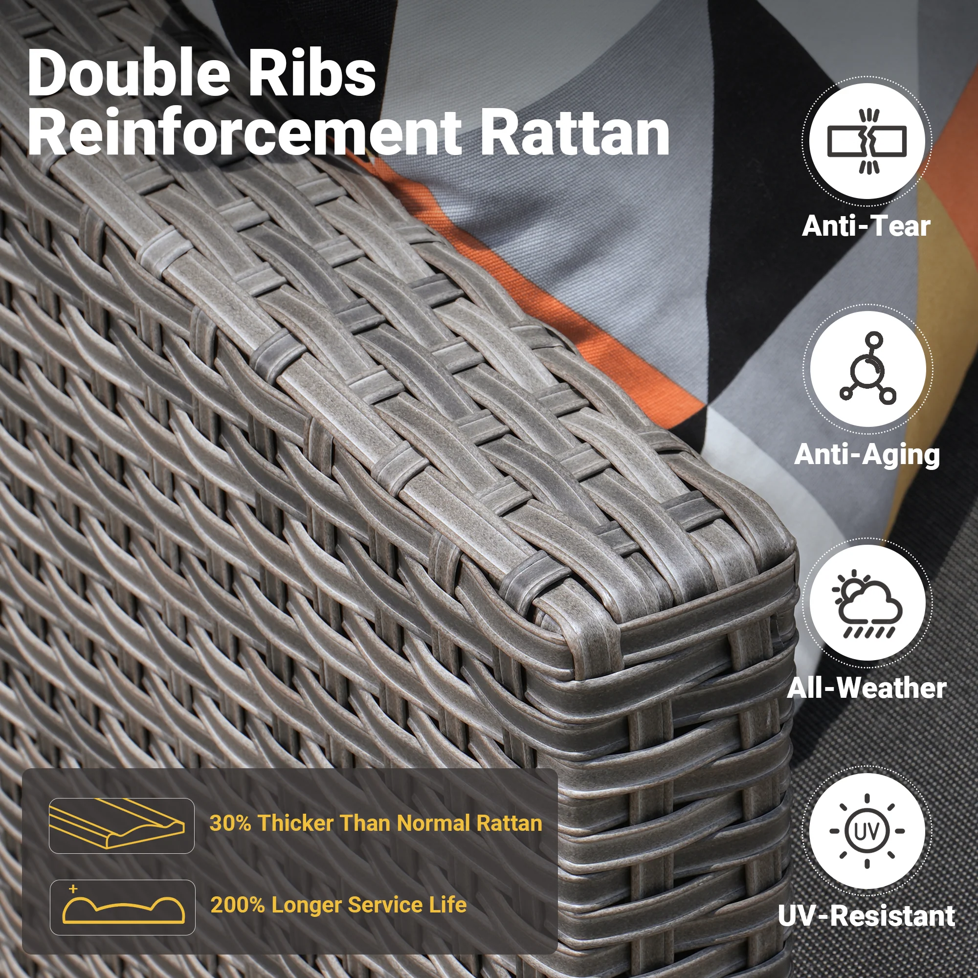 Ovios Patio Chairs New Vultros 2-Piece High Back Square Shape Armrest