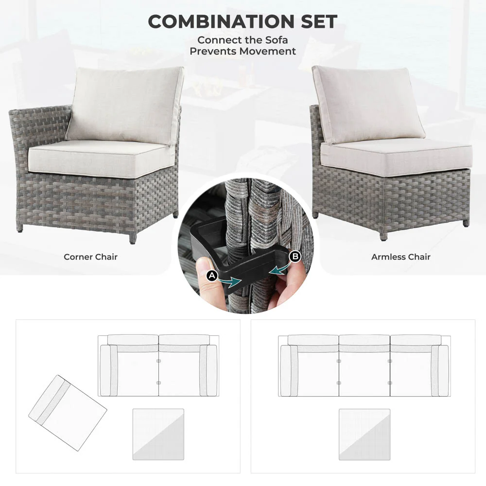 Ovios New Rimaru Series Patio Furniture Set 13-Piece include 42