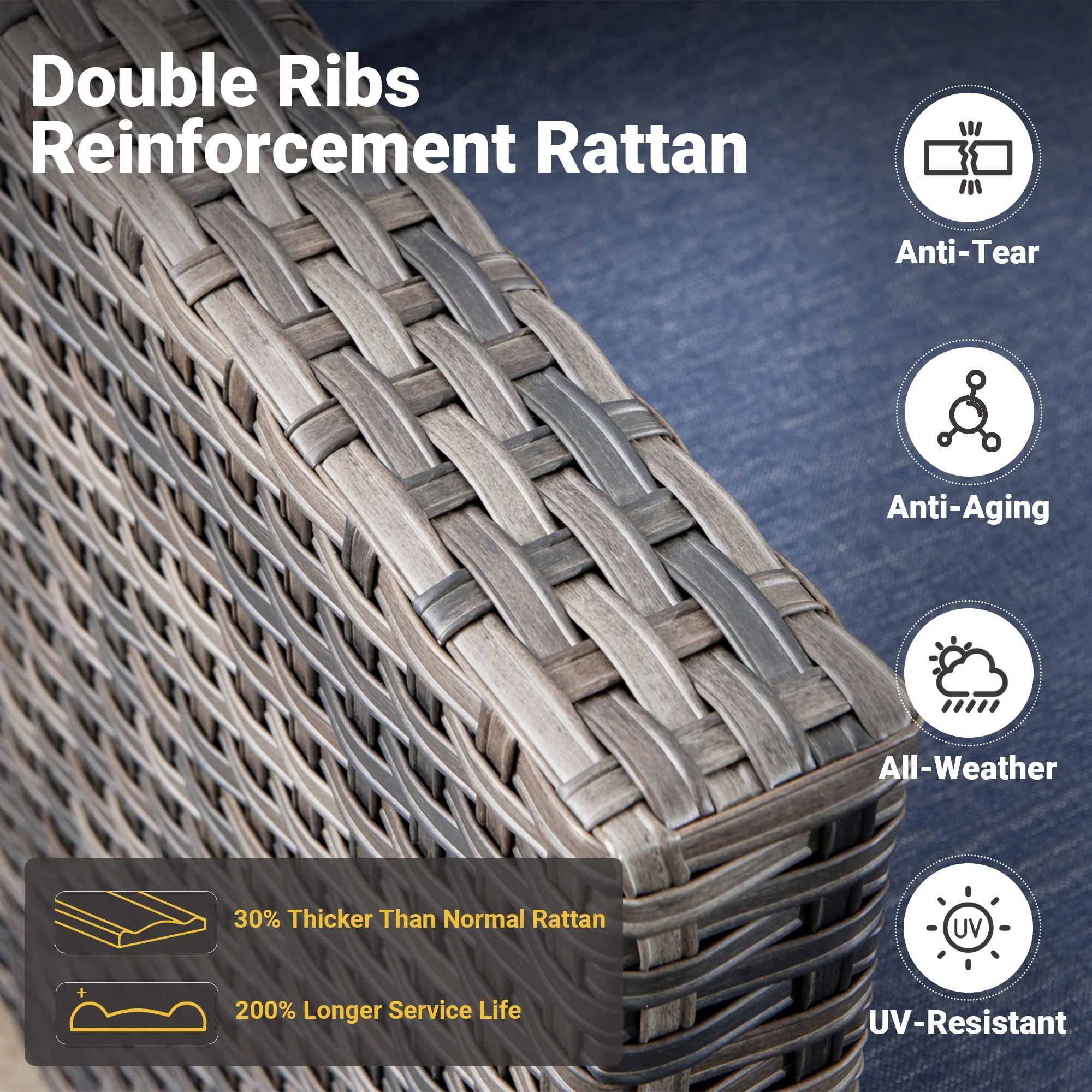 Ovios Patio Chairs New Vultros 2-Piece High Back Square Shape Armrest